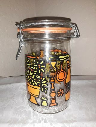 Vintage Made In Italy Glass Canister With Lid