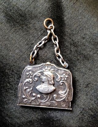 Antique Miniature Photo Book Purse Locket Pendant Joan Of Arc Silver Plated ?