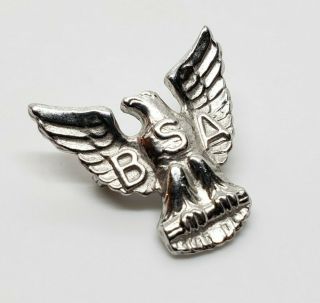Petite Vintage Signed R Bsa Boy Scouts Sterling Silver Eagle Pin 3/4 "