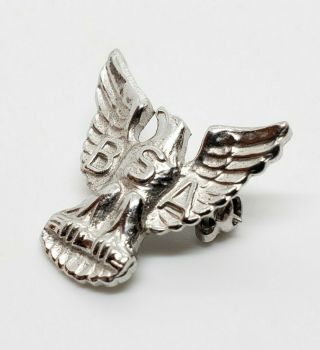 Petite Vintage Signed R BSA Boy Scouts Sterling Silver Eagle Pin 3/4 