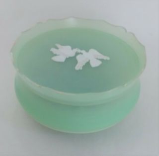 Vintage Avon Powder Jar " Rapture Beauty Dust " 6 Oz,  Green Doves Dresser Box