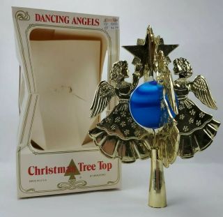 Vintage Bradford Christmas Tree Topper - Dancing Angels - Blue Satin Ball