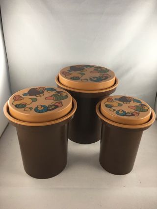 Vintage Retro Rubbermaid Mushroom Canisters Set Of 3