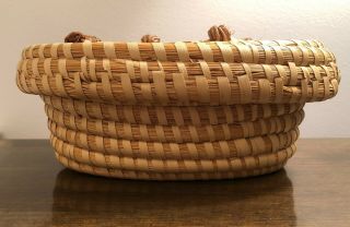 Vintage Gullah Handmade Sweetgrass Basket with Lid Charleston South Carolina 3