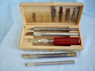 Vintage Set Of 5 X - Acto Knives And Blades