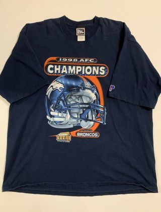 Vintage 1998 Denver Broncos Afc Champions T Shirt Pro Player Size Xxl