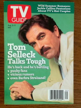 Vintage 1995 August 5 - 11 Tv Guide - Tom Selleck Talks Tough - No Label