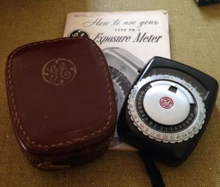 Vintage Ge Type Pr - 1 Exposure Meter W Leather Case/user Booklet