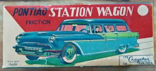 Vintage Cragstan 1950s Pontiac Station Wagon Friction Car Empty Box