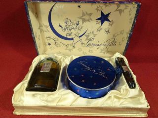 Vintage Evening In Paris Perfume Powder Vial 3 Pc Boxed Gift Set Cobalt Blue
