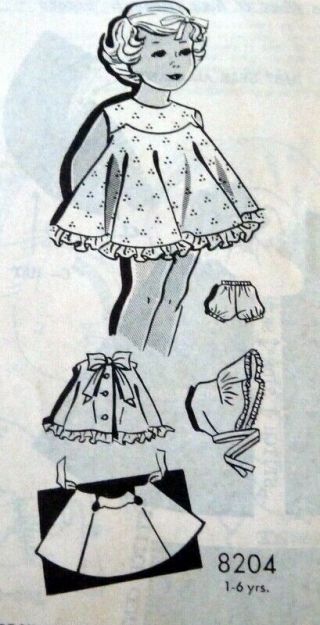 Lovely Vtg 1950s Girls Dress Bonnet & Panties Sewing Pattern 2
