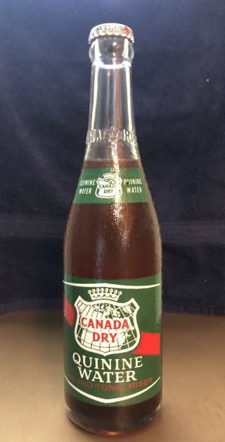 Vintage Canada Dry Quinine Water Full Bottle 12oz With Painted Label