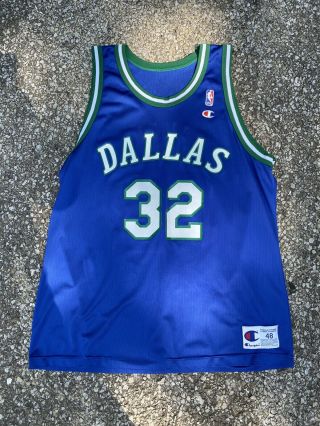 Vintage 90s Jamal Mashburn Dallas Mavericks Chanpion Jersey Size 48 Xl