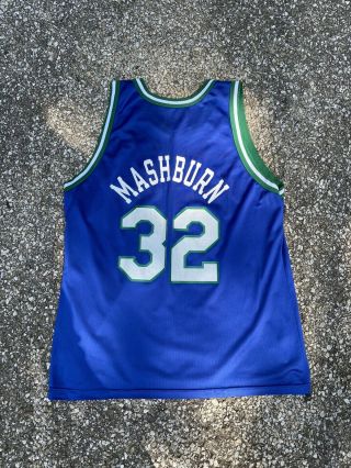 Vintage 90s Jamal Mashburn Dallas Mavericks Chanpion Jersey Size 48 XL 2