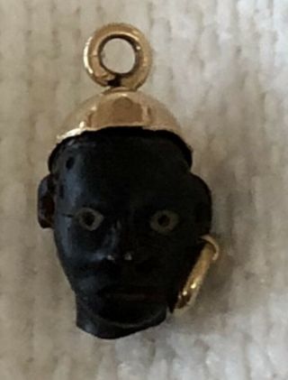 Vintage 14k Mini Blackamoor Head Bracelet Charm Necklace Pendant