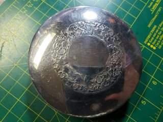 Vintage Denmark Small Round Jewelry Trinket Box Velvet Lined Silver Color Metal 3
