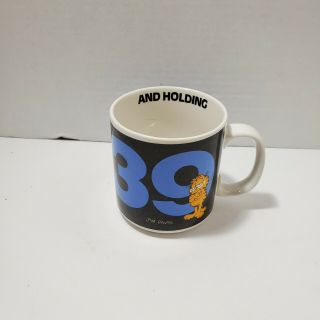 Garfield The Cat 39 And Holding Coffee Mug Cup By Enesco Vintage 1978 3.  5 " X3.  5 "