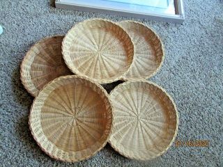 5 Vintage Wicker/rattan/bamboo Paper Plate Holders 10 "