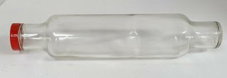 Vintage 14 Inch Clear Glass Rolling Pin With Black Metal Cap