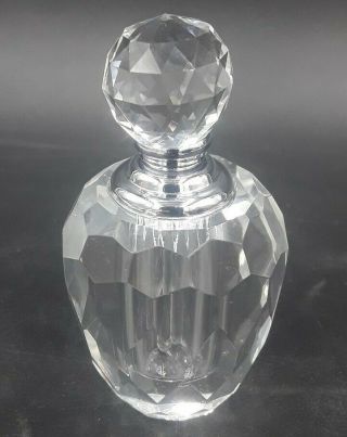 Oleg Cassini Crystal Cut Signed Glass Perfume Bottle W/ No - Spill Screw - In Dauber