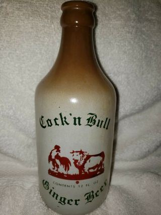 Vintage Cock And Bull Ginger Beer Bottle,  Vintage Painted Bottle,  Vintage Frost
