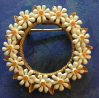 Vintage Mid Century Modern Enamel Daisy’s Burst Flower Pin Brooch