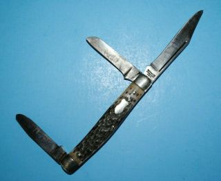 Vintage Kutmaster 3 Bladed 4 " Pocketknife Utica N.  Y.  U.  S.  A.