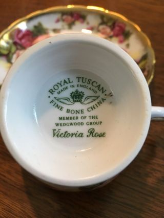 Vintage Teacup And Saucer Victoria Rose Pattern By Royal Tuscan 2