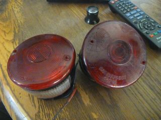Vintage Set Of 2 Pmco Red Lens Sae - Ist - 75 Dot 420 - 15 Tail Lights