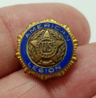 Vintage American Legion Us Hat Lapel Pin Stamped Screw Back