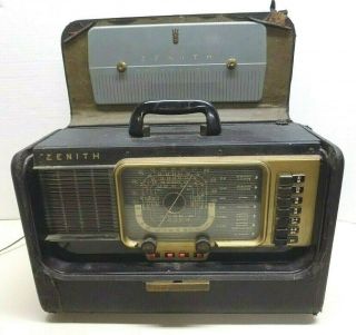 Vintage Zenith Trans - Oceanic H500 Chassis 5h40 Tube Radio W/ Wave Magnet 1950’s