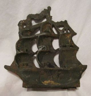Vintage Cast Iron Three Mast Sailing Ship
