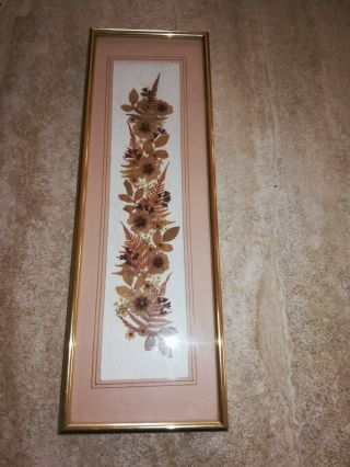 Vintage Dried Pressed Flower Gold Framed Arrangement Marobella Originals