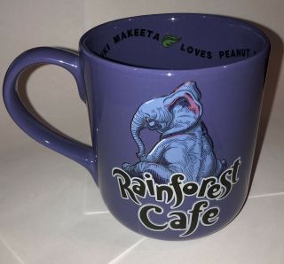 Vintage Rainforest Cafe Purple Mug (1999) With Elephant About 16 Oz
