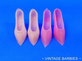 (2) Barbie Doll Clone Pink Plastic Heels / Shoes Hong Kong Vintage 1960 