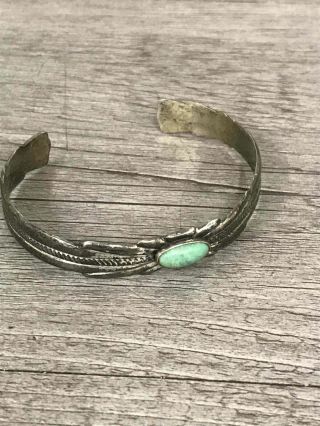 Vintage Silver Sterling Green Stone Cabochon