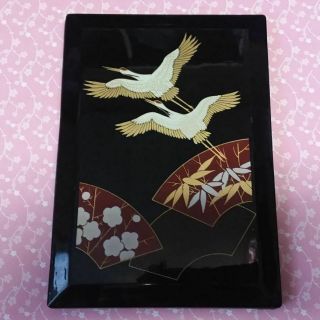 Vintage Black Plastic Oriental Asian Birds Address Book 7 " X 5 " Taiwan