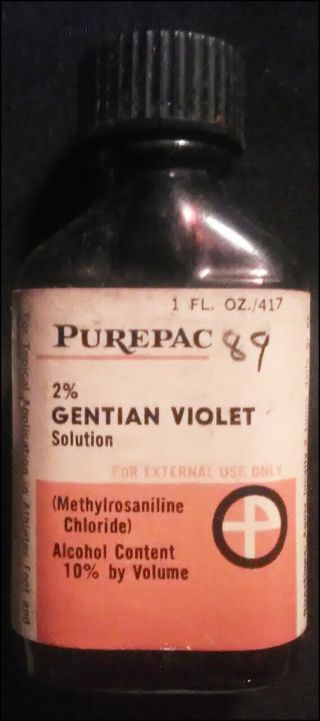 Vintage Purepac Gentian Violet 2 Sollution Methylrosaniline Chloride