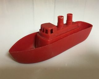Vintage Wannatoy Plastic Red Tugboat Made In Usa Authentic 5 " Ship Boat 1950s