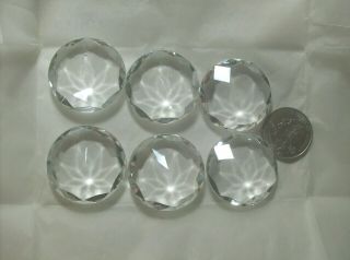 6 Huge Clear Round Pointed Back Glass Rhinestones - - - - 10 - - Vintage