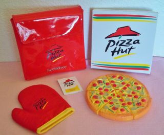 Vintage Pizza Hut 7inch Play Food Set: To - Go Box,  Hot Carry Case,  Oven Mitt