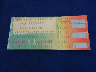 Ozzy Osbourne Ufo April 3 1982 Haven Coliseum Ct Vintage Concert Ticket Stub
