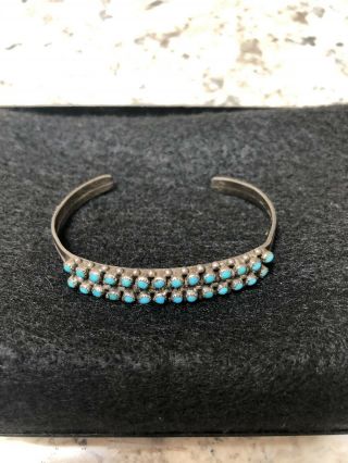 Vintage Southwest American Indian Silver And Turquoise Mini Bracelet