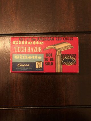 Vintage Gillette Tech Razor Gift Of The American Red Cross W/ Box