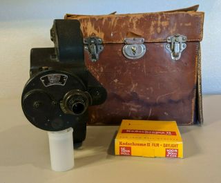 Vintage Bell & Howell Filmo 16mm 70 Film Cine Camera W/ Strap,  Case,  Film Box