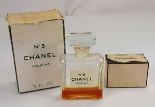 Vintage 1960s Chanel No 5 Perfume Crystal Bottle 1/2 Fluid Oz 10 Full