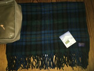 Vintage Pendleton Wool Highland Plaid Throw Blanket 52” X 70” & Zippered Case
