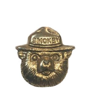 Vintage Gold Tone Smokey The Bear Tac,  Hat,  Lapel Pin,  Fire Prevention,  Forest