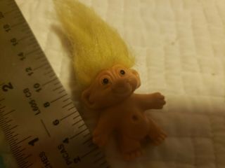 Vintage Mini Troll Doll w/ Yellow Hair Pencil Topper plus Keychain (Unbranded) 2