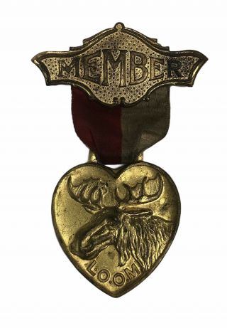 Vintage Loyal Order Of Moose Souvenir Convention Ribbon / Medal 1921 Toledo,  Oh